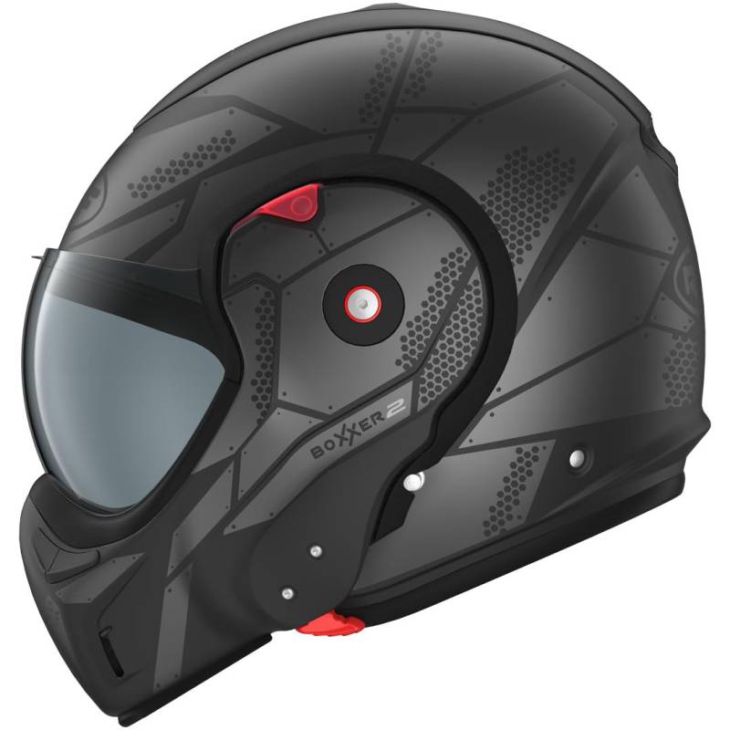 ROOF Helm Boxxer 2 Kendo schwarz Größe L | Helder Vizier | Klapphelme | Ratsche | Kunststoff | geeignet für Mofa, Moped, Motorrad, Roller von ROOF