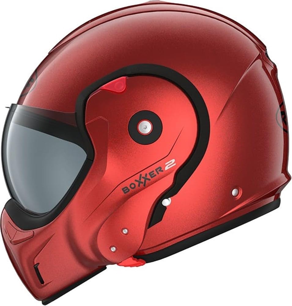 ROOF Helm Boxxer 2 Metal red maat S/M | | Klapphelme | Ratsche | Kunststoff | geeignet für Mofa, Moped, Motorrad, Roller von ROOF