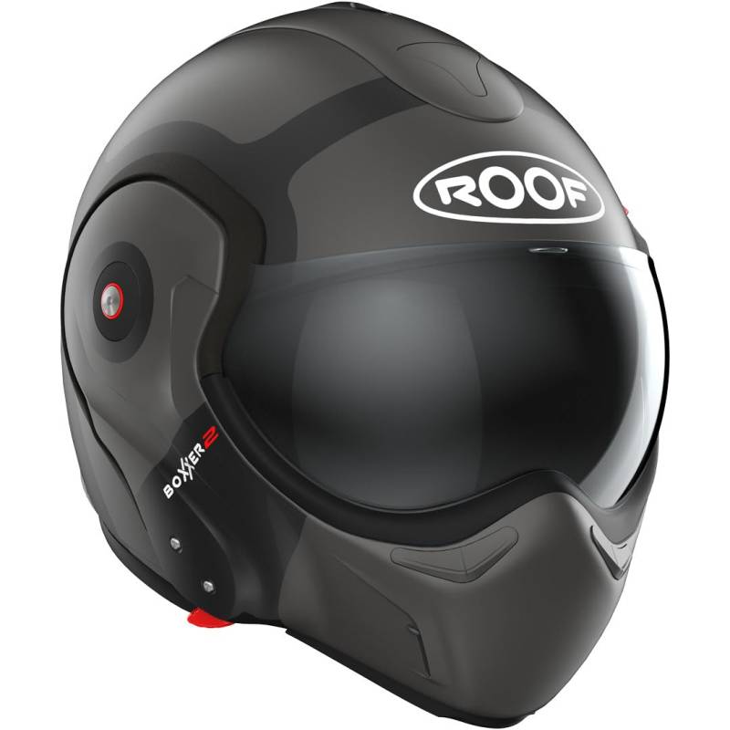 ROOF Helm Boxxer 2 Titan schwarz Größe L | Helder Vizier | Klapphelme | Ratsche | Kunststoff | geeignet für Mofa, Moped, Motorrad, Roller von ROOF