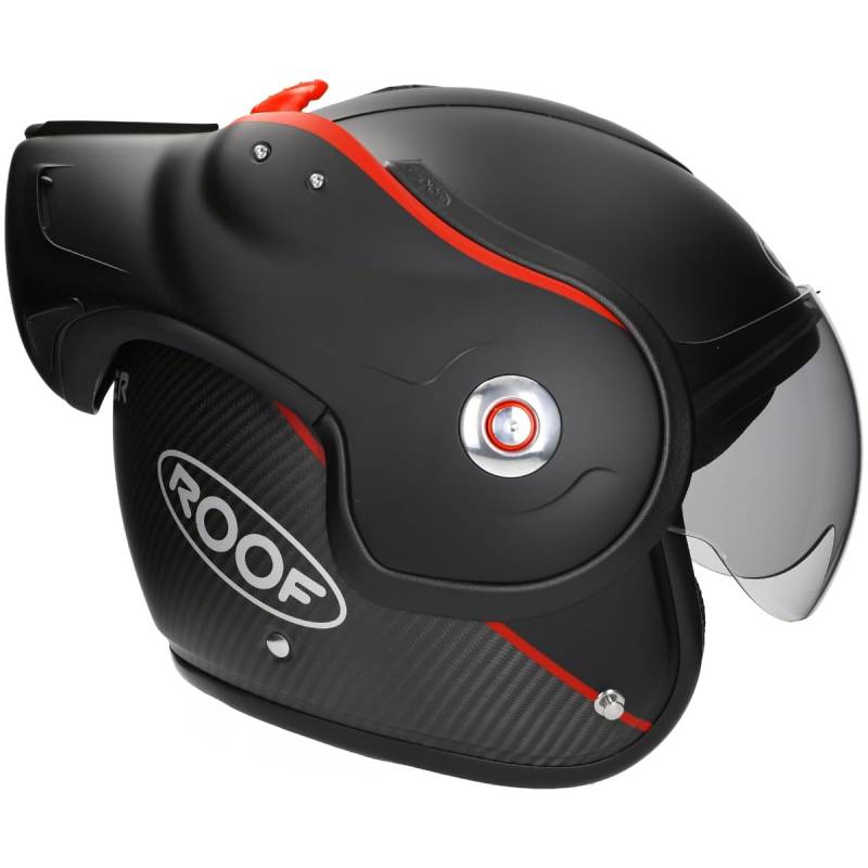 ROOF Helm Boxxer Carbon / Mattschwarz Größe L | Helder Vizier | Scooterhelmen Outlet | Ratsche | Carbon | geeignet für Mofa, Moped, Motorrad, Roller von ROOF