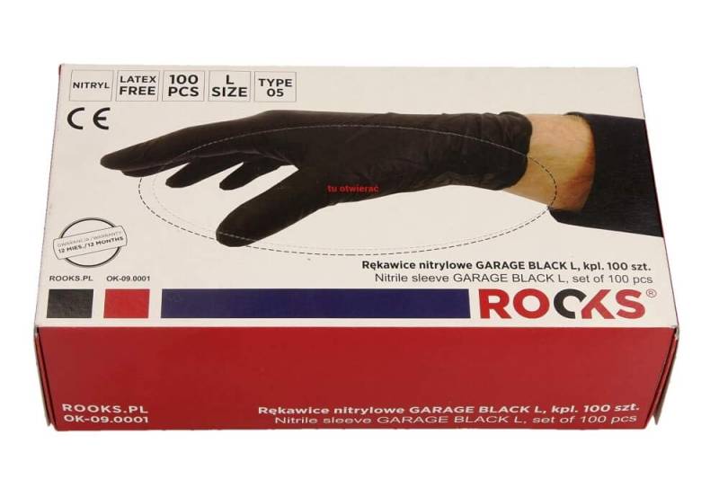 ROOKS Nitrilhandschuhe GRAGE Schwarz, L, 100 von ROOKS