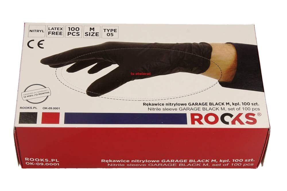 ROOKS Nitrilhandschuhe GRAGE Schwarz, M, 100 von ROOKS