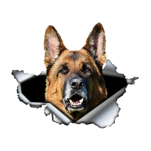 ROSSOM 3D Selbstklebender Vinyl-Aufkleber, Deutscher Schäferhund, Autoaufkleber, wasserfest, Auto-Dekorationen auf Stoßstange, Heckscheibe, Laptop von ROSSOM