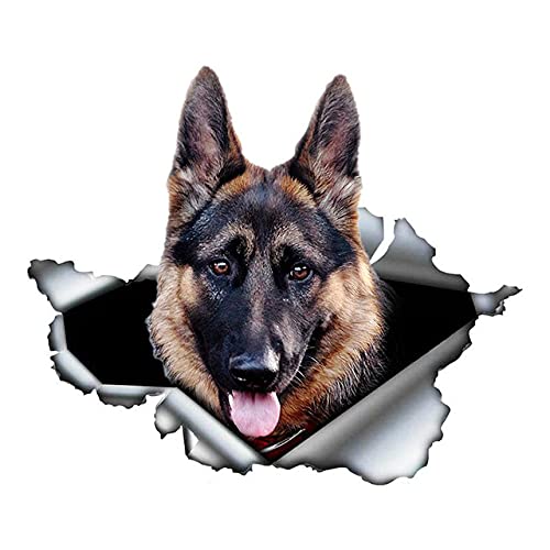 ROSSOM 3D Selbstklebender Vinyl-Aufkleber, Deutscher Schäferhund, Autoaufkleber, wasserfest, Auto-Dekorationen auf Stoßstange, Heckscheibe, Laptop von ROSSOM