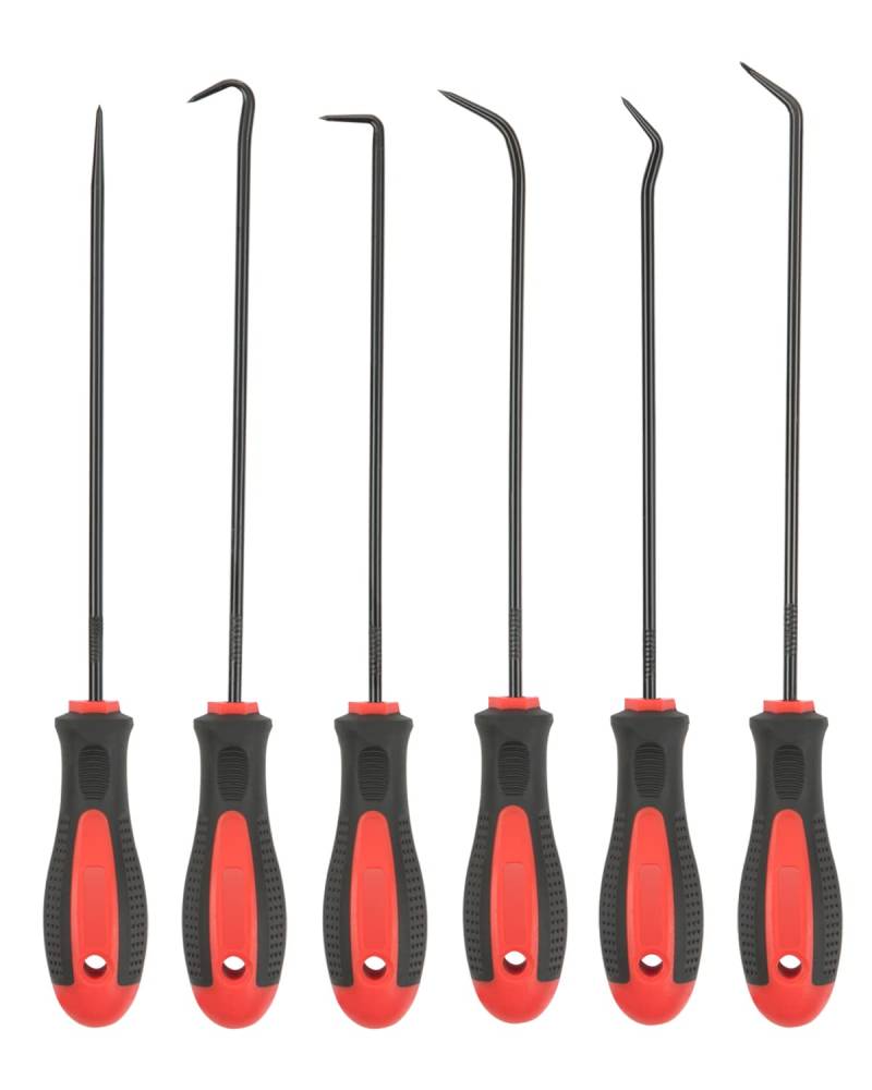 ROTATION Extra langes Präzisions-Haken- und Pick-Set, 6-teiliges Set, Schaft aus Chrom-Vanadium-Stahl, zum Entfernen von Schläuchen und Dichtungen, Auto- und Elektronik-Wartungswerkzeugen von ROTATION