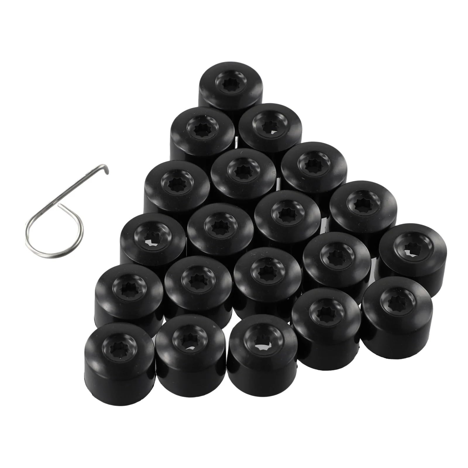 Radmutter-Abdeckung, 17 mm, Schwarz, 16 T44 Radmutterkappe und 4 Verriegelungsarten, OEM 1K06011739B9, für Golf MK4, MK5, MK6, 20 Stück von ROTEMADEGG