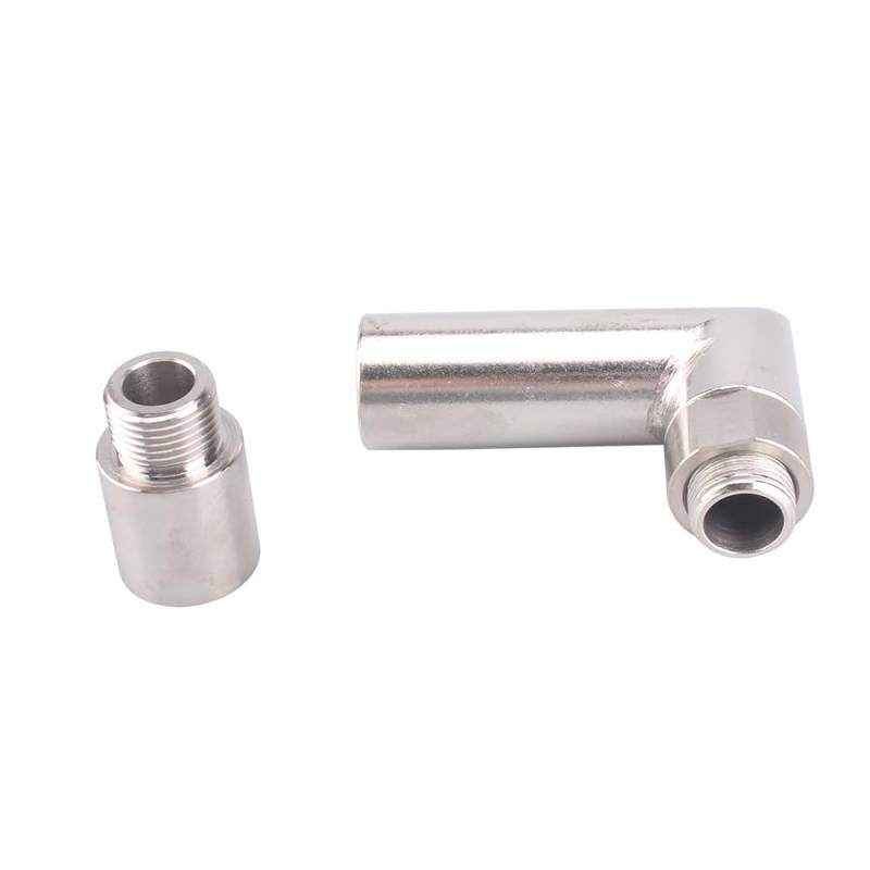 Universal M18 x 1.5 Oxygen O2 Sensor Spacer Extender Extension Header 90 Degree Bung HHO Adapter Pipe Kit Silver von ROTEMADEGG