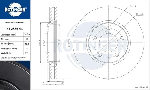 Bremsscheibe Scheibenbremse Vorne Kompatibel mit Chrysler Voyager IV RG RS 2000-2008 von Autoteile Gocht von ROTINGER