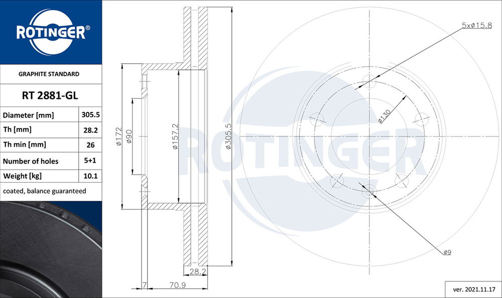 Bremsscheibe Vorderachse ROTINGER RT 2881-GL von ROTINGER