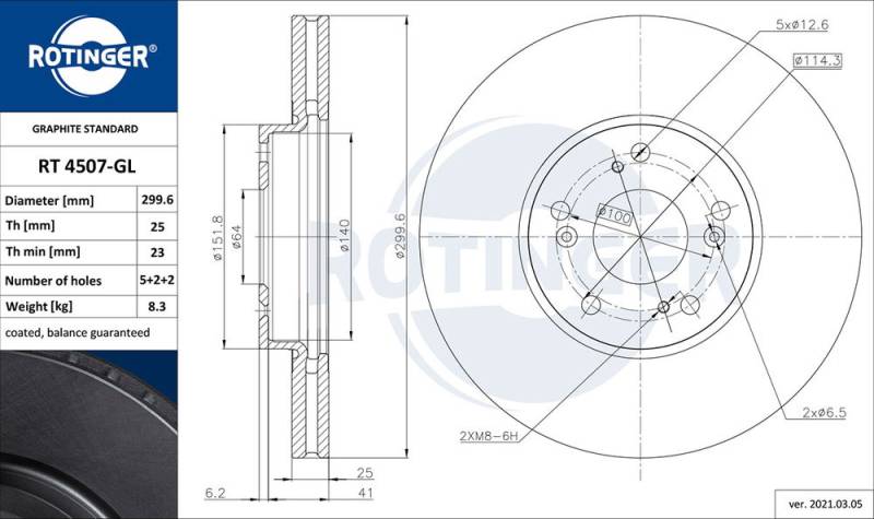 Bremsscheibe Vorderachse ROTINGER RT 4507-GL von ROTINGER