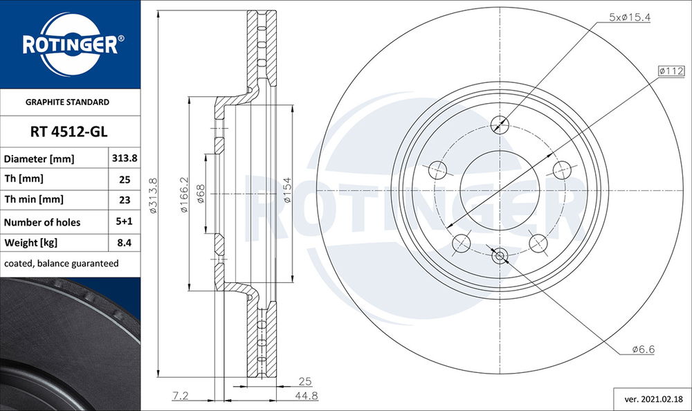 Bremsscheibe Vorderachse ROTINGER RT 4512-GL von ROTINGER