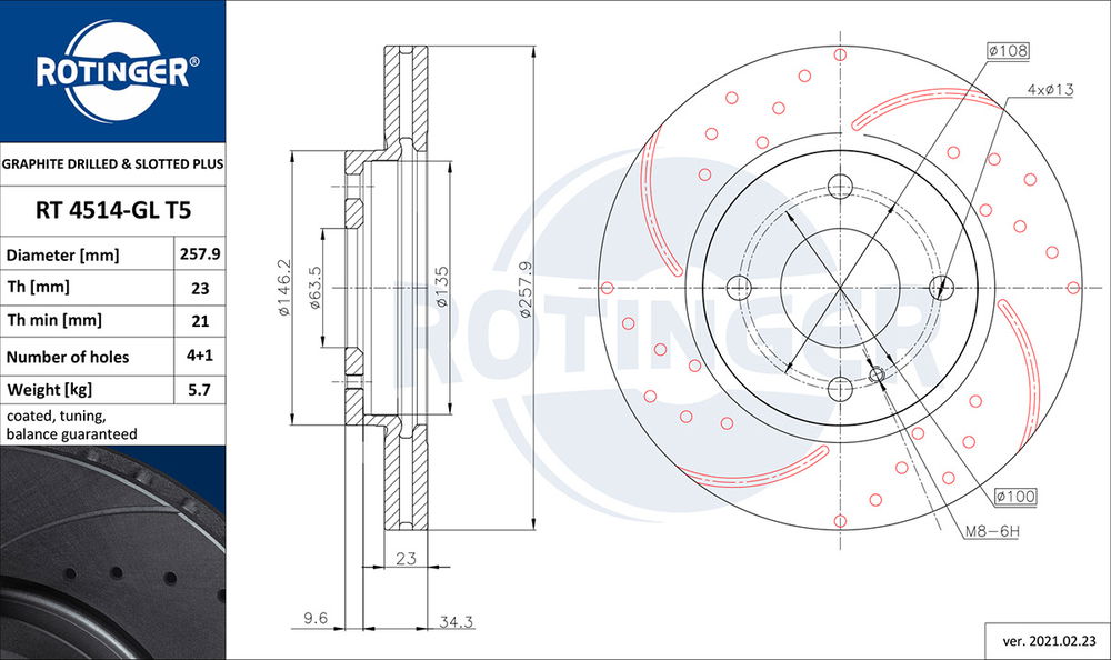 Bremsscheibe Vorderachse ROTINGER RT 4514-GL T5 von ROTINGER