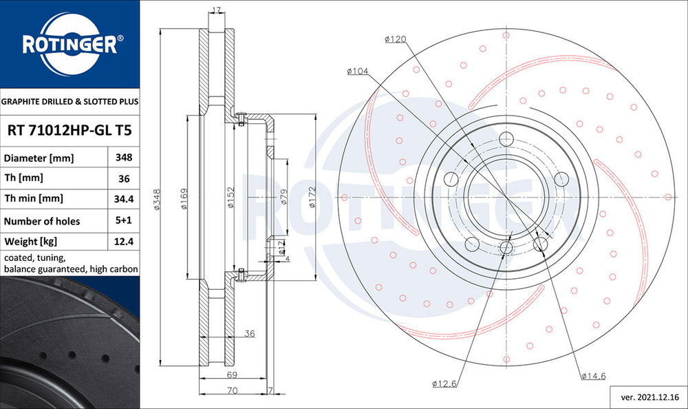 Bremsscheibe Vorderachse ROTINGER RT 71012HP-GL T5 von ROTINGER