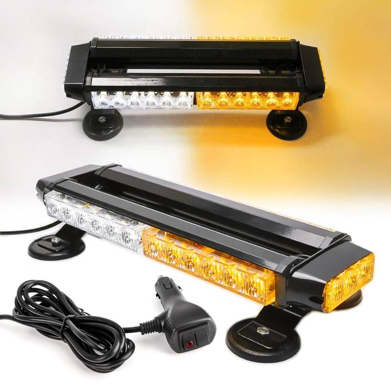 ROUTEKING 30 LED Rundumleuchte Orange White Warnleuchte Magnet Gelb Blitzer Lampe 7 Modi für Truck Traktor Auto LKW 12/24V Warnlicht Blinkleuchte Strobe Beacon Decke Light IP65 Magnetische von ROUTEKING