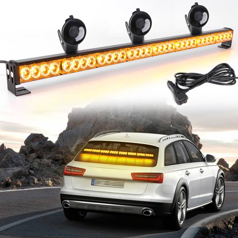 ROUTEKING 90cm Lichtleiste Stroboskop – 32 LEDs mit hoher Intensität, Warnung, Auto-Blinker, Notfall, Schneepflug, Lichtleiste (Bernstein) von ROUTEKING