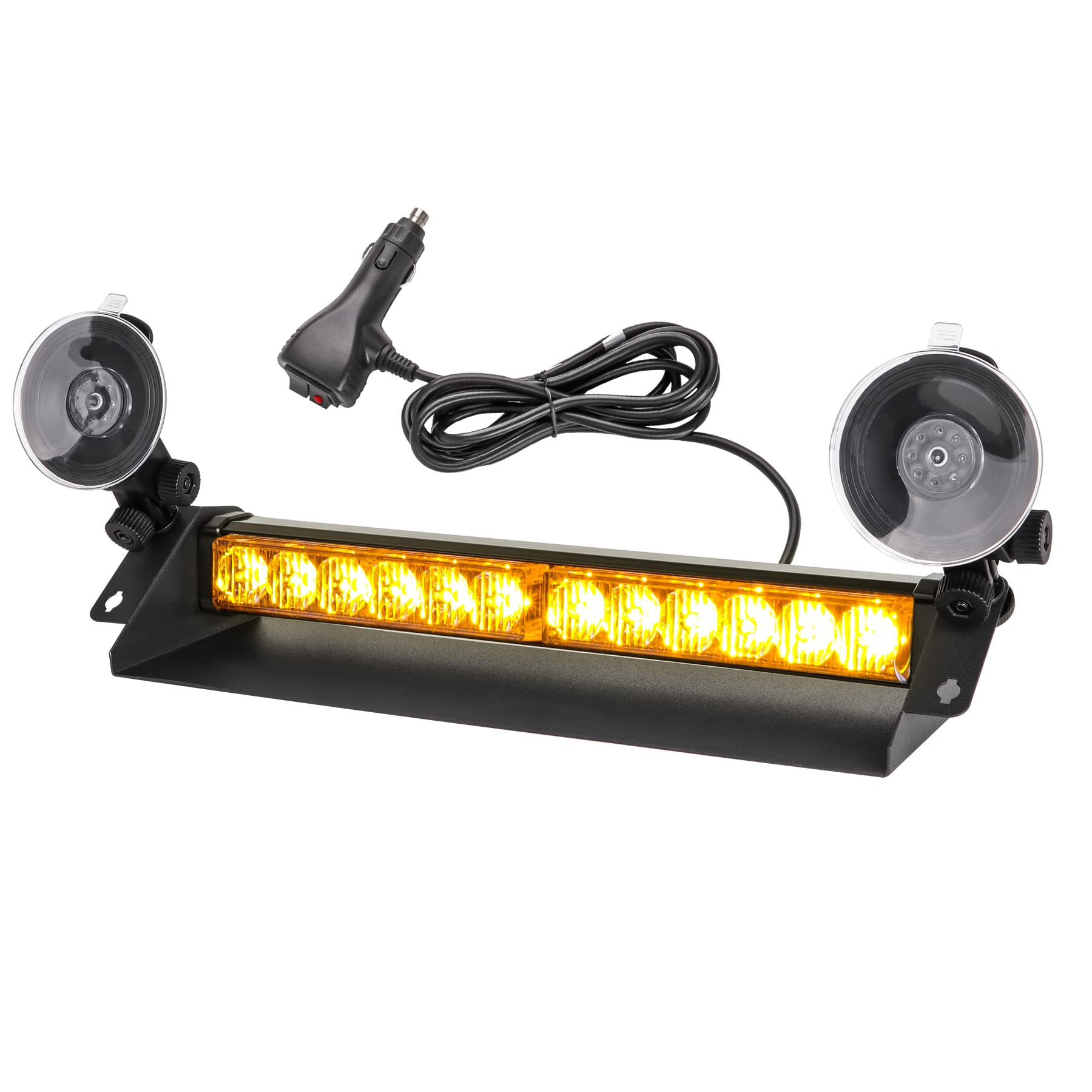 ROUTEKING 35,6cm Warnleuchte 12LED Frontblitzer - 12V/24V Led Blitzer 9 Blinkende Stroboskop-Modi Blitzleuchte, IP66 Waterproof Rundumleuchte Auto Lampe für Truck Traktor spezielle gefahren (Gelb) von ROUTEKING