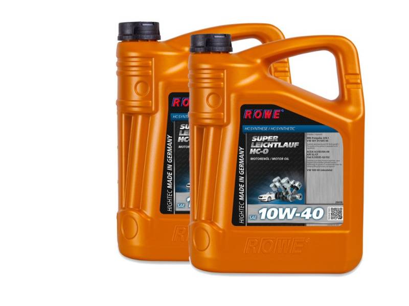 ROWE - 2x 5 Liter HIGHTEC SUPER LEICHTLAUF HC-O SAE 10W-40 Motorenöl - PKW Motoröl für Otto- und Dieselmotoren mit und ohne Turboaufladung von ROWE