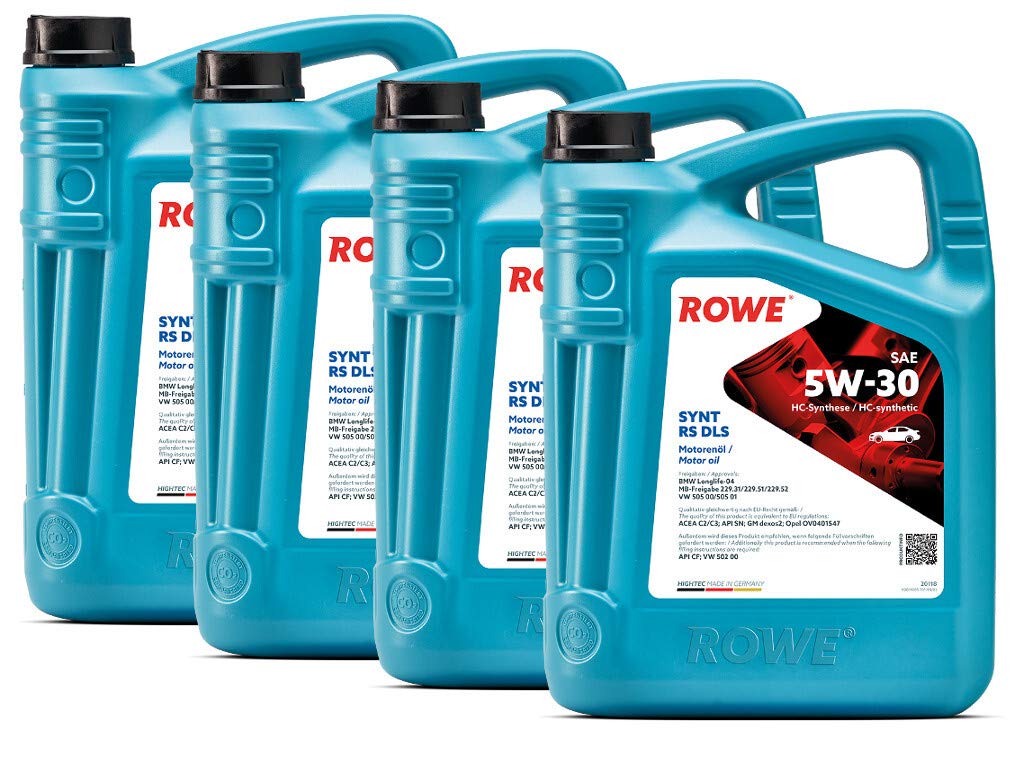 20 (4x5L) Liter ROWE HIGHTEC SYNT RS DLS SAE 5W-30, Motoröl Made in Germany von ROWE