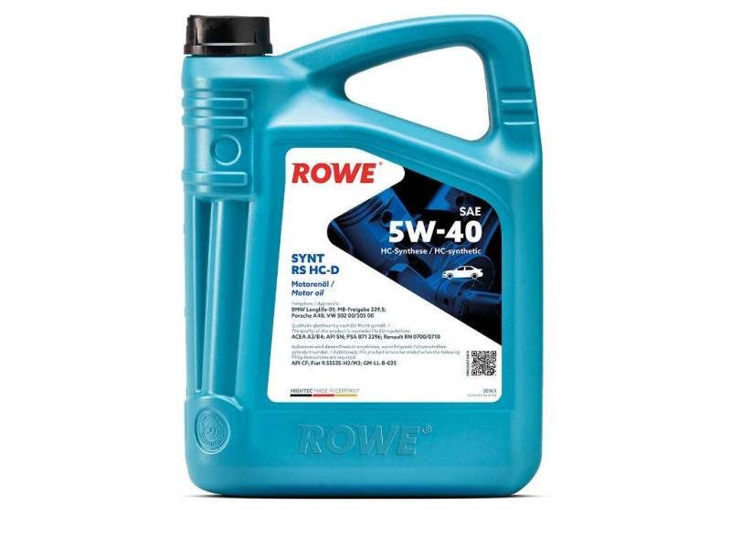 5 Liter ROWE HIGHTEC SYNT RS HC-D SAE 5W-40 Motoröl Made in Germany von ROWE