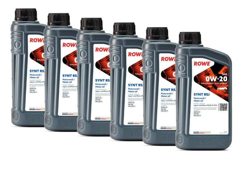 6 (6x1L) Liter ROWE HIGHTEC SYNT RSJ SAE 0W-20 Motoröl für Otto- und Hybridmotoren von ROWE