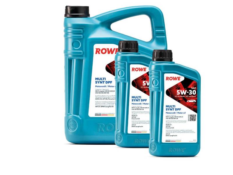 ROWE - 5 + 2x 1 Liter HIGHTEC MULTI SYNT DPF SAE 5W-30 Motorenöl - PKW Motoröl mit Abgasnachbehandlung, Turboaufladung von ROWE