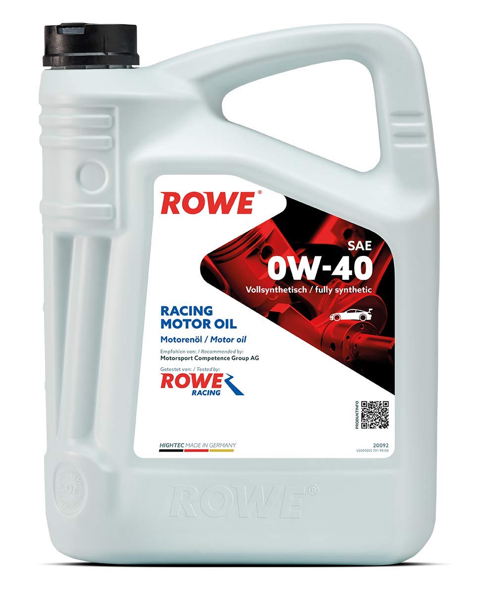 ROWE 20092 HIGHTEC RACING MOTOR OIL SAE 0W-40 - vollsynthetisches Motorenöl mit Multi-Ester-Technologie für Rennsport - 5 Liter von ROWE