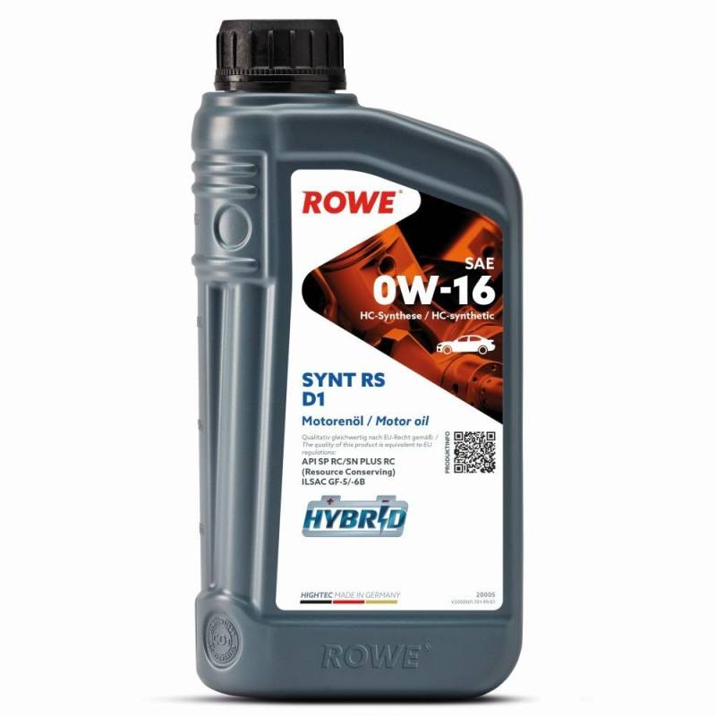 ROWE - 1 Liter HIGHTEC SYNT RS D1 SAE 0W-16 Motorenöl - PKW Motoröl für Benzin- und Hybridfahrzeuge von ROWE