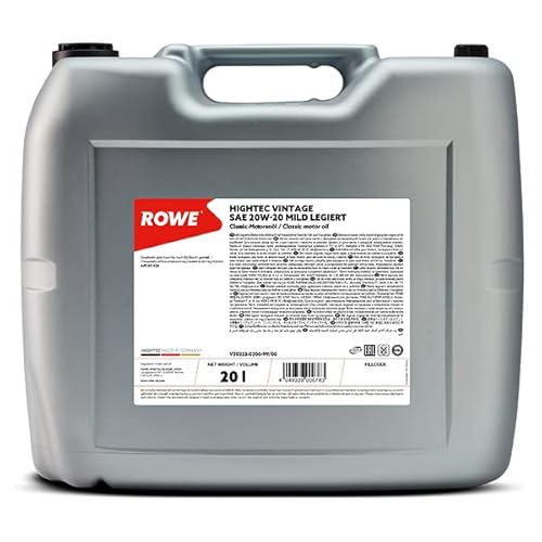 ROWE - 20 Liter HIGHTEC VINTAGE SAE 20W-20 MILD LEGIERT Motorenöl - PKW Motoröl für Oldtimer und Youngtimer von ROWE