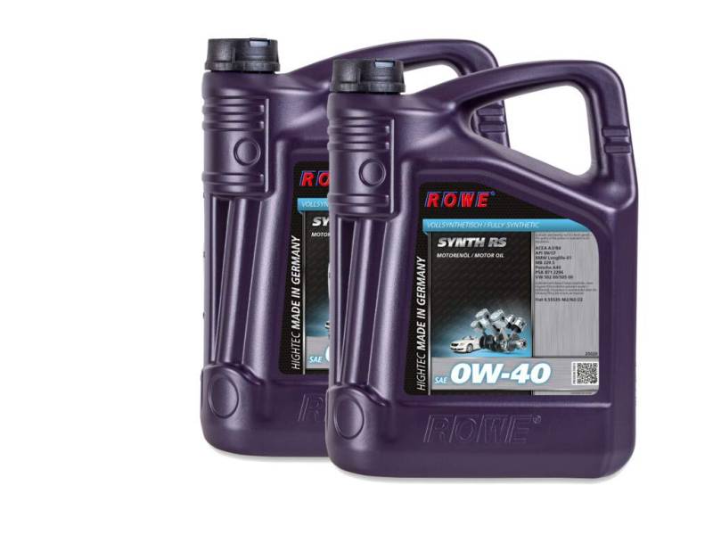 ROWE - 2x 5 Liter HIGHTEC SYNTH RS SAE 0W-40 Motorenöl - PKW Motoröl für moderne und sportliche Pkw-Otto- oder Dieselmotoren, mit und ohne Turboaufladung von ROWE