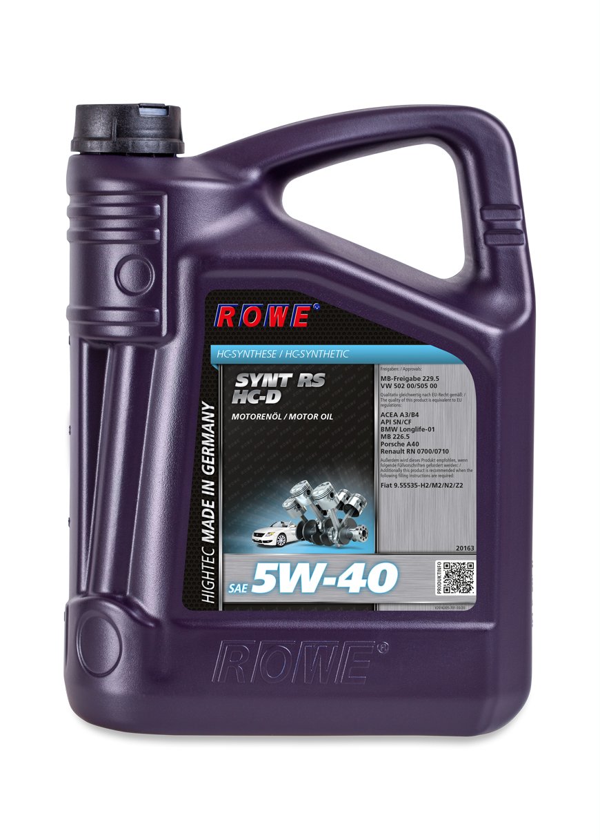 ROWE - 5 Liter HIGHTEC SYNT RS SAE 5W-40 HC-D Motorenöl - PKW Motoröl für Ottomotor, Dieselmotor von ROWE
