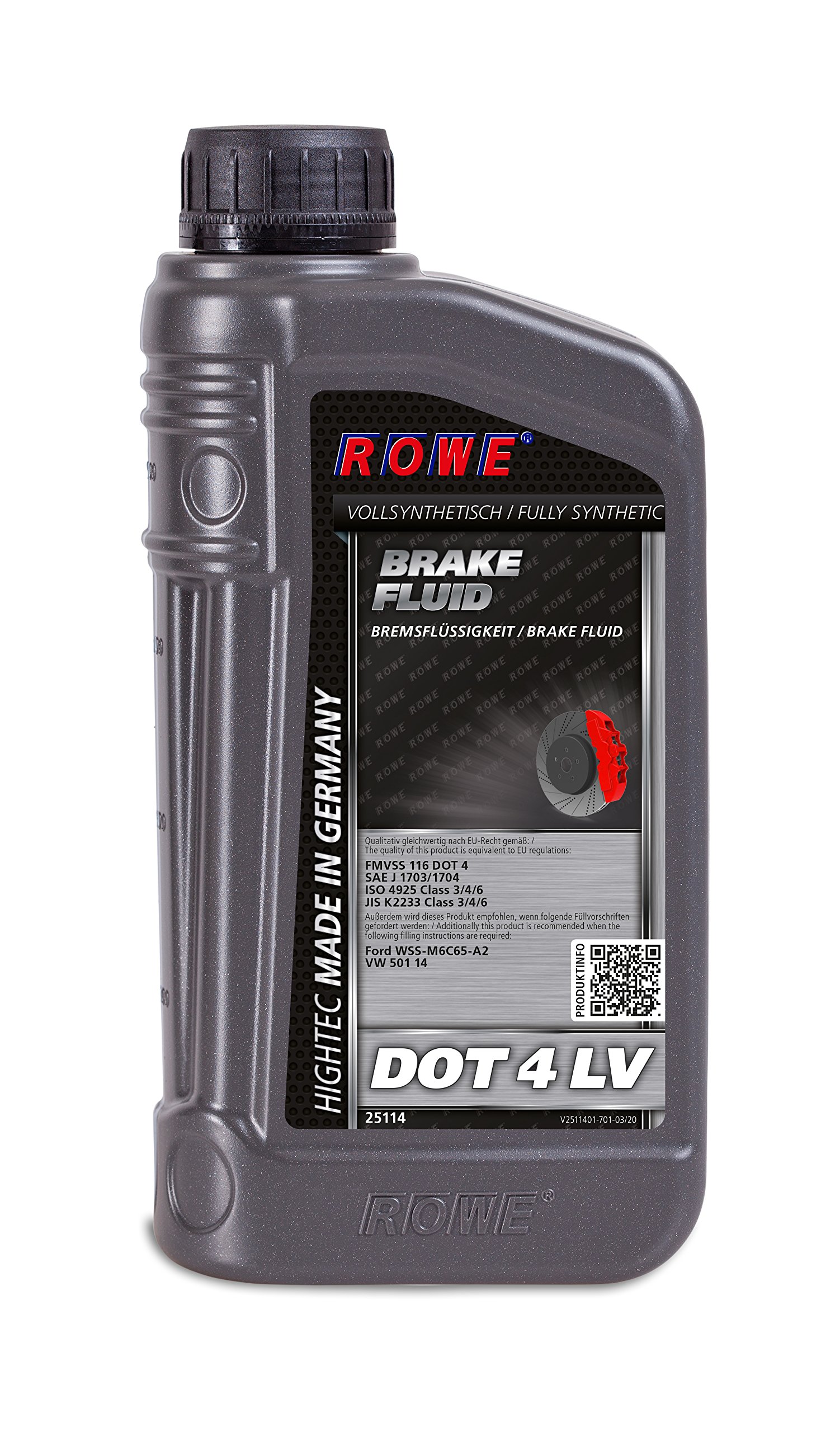 ROWE Hightec Brake Fluid Dot 4 LV - 1 Liter PKW Bremsflüssigkeit vollsynthetisch | Made in Germany von ROWE