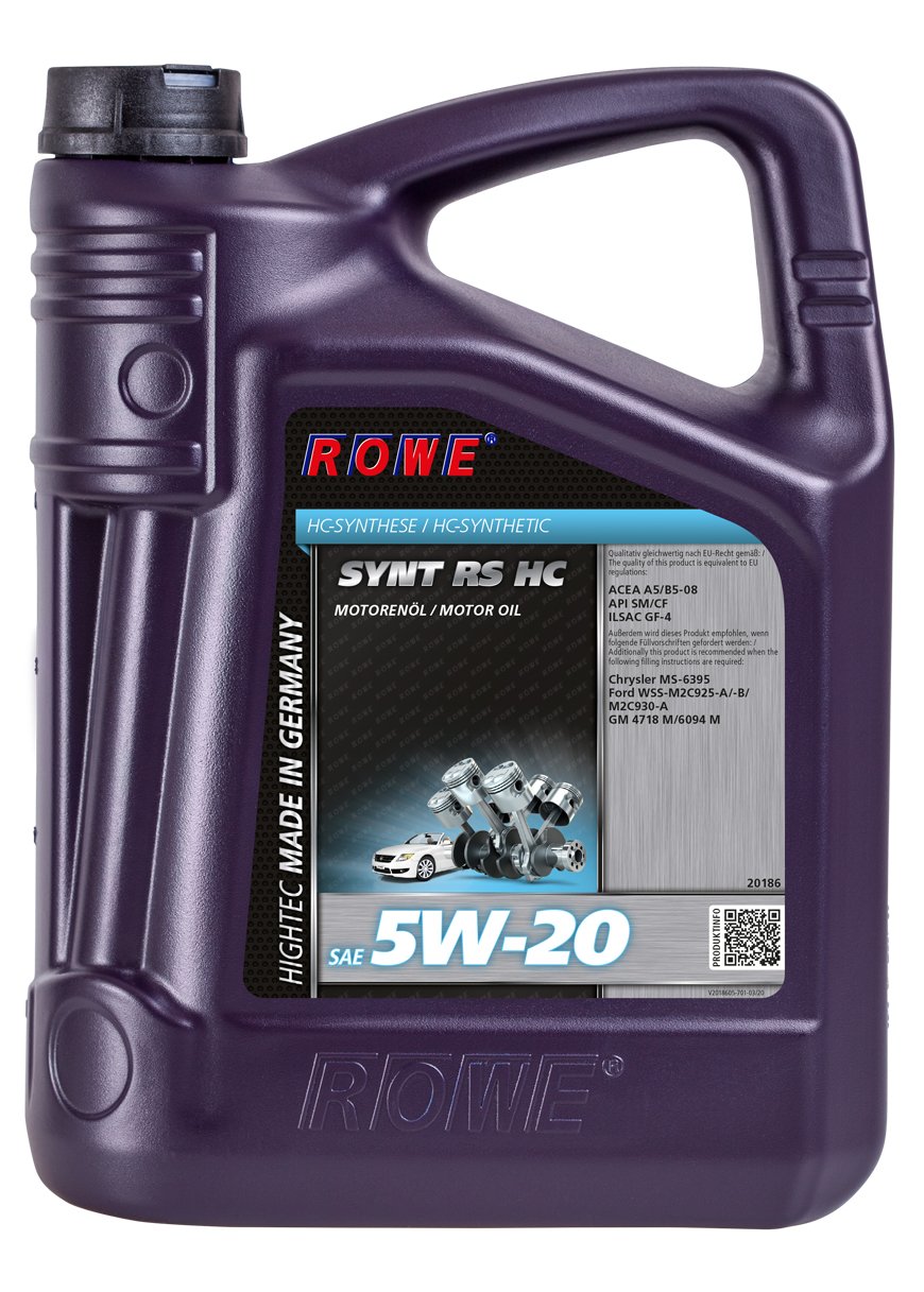 ROWE Hightec Synt RS HC SAE 5W-20-5 Liter PKW-Motoröl, vollsynthetisch (HC-Synthese) |Made in Germany von ROWE