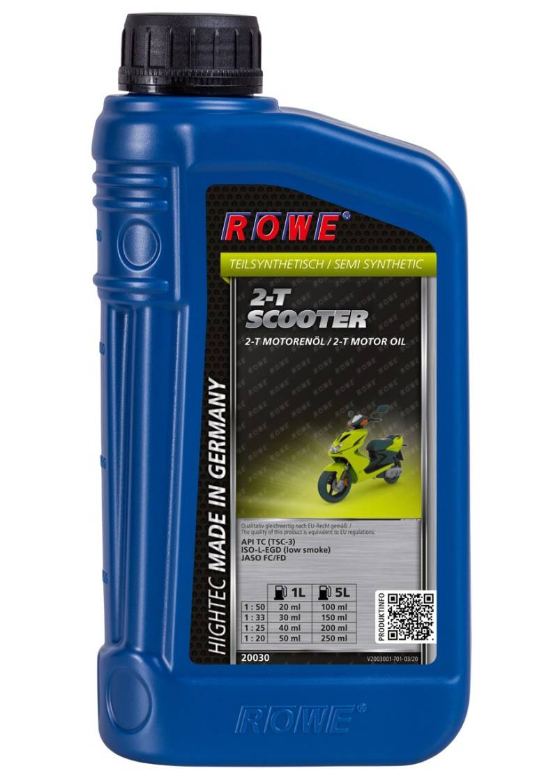 ROWE - 1 Liter HIGHTEC 2-T SCOOTER Roller Motorenöl - 2-Takt Rolleröl Motoröl für luft- und wassergekühlte Motoren von ROWE