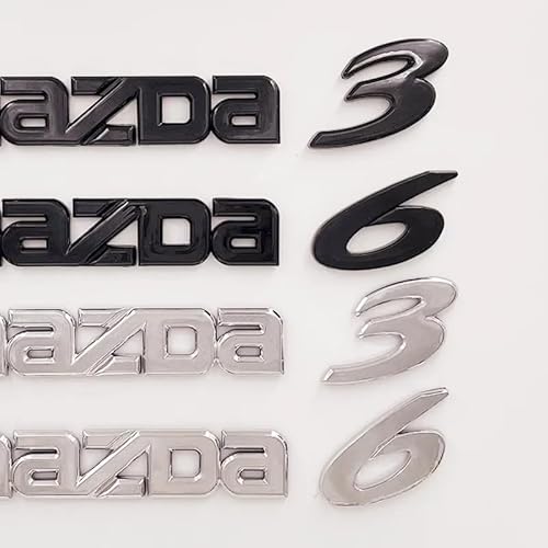 Auto Emblem Aufkleber für Mazda 3 6, 3D Metallabzeichen Aufkleber Auto Body Zubehör, Aufkleber Buchstaben,1 Black-3 von ROYOSO