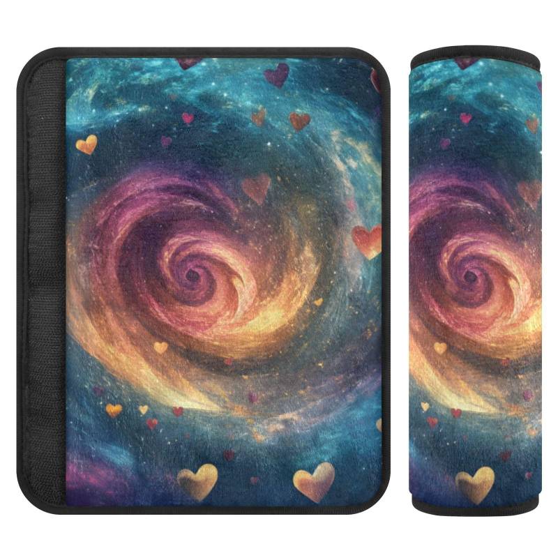 RPLIFE Swirling Galaxy Hearts Sicherheitsgurt-Abdeckpolster, Auto-Sicherheitsgurt-Schulterschutz, Sicherheitsgurt-Abdeckung, waschbar, 2 Stück von RPLIFE