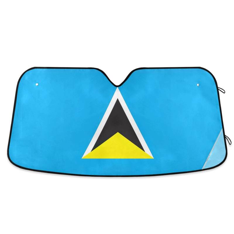 Sonnenschutz für die Windschutzscheibe, Motiv: St. Lucia Flagge, Hitzeschutz, faltbarer Sonnenschutz für die Windschutzscheibe, Autofenster für Frontscheibe (S) von RPLIFE