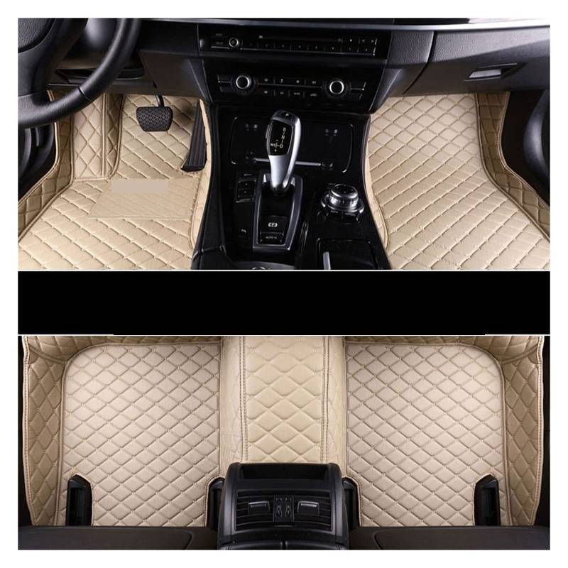 3D Auto Bodenmatte Kompatibel Mit Chrysler 300C 300C 2004-2019 Matte Leder Fußmatten Luxe-Surround PU-Matten(Beige-beige line) von RQIVOTLEN