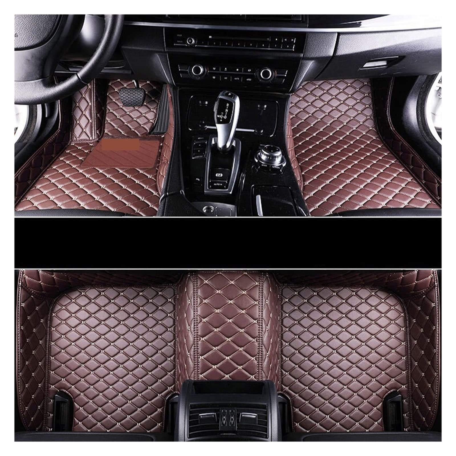 3D Auto Bodenmatte Kompatibel Mit Chrysler 300C 300C 2004-2019 Matte Leder Fußmatten Luxe-Surround PU-Matten(Coffee-beige line) von RQIVOTLEN