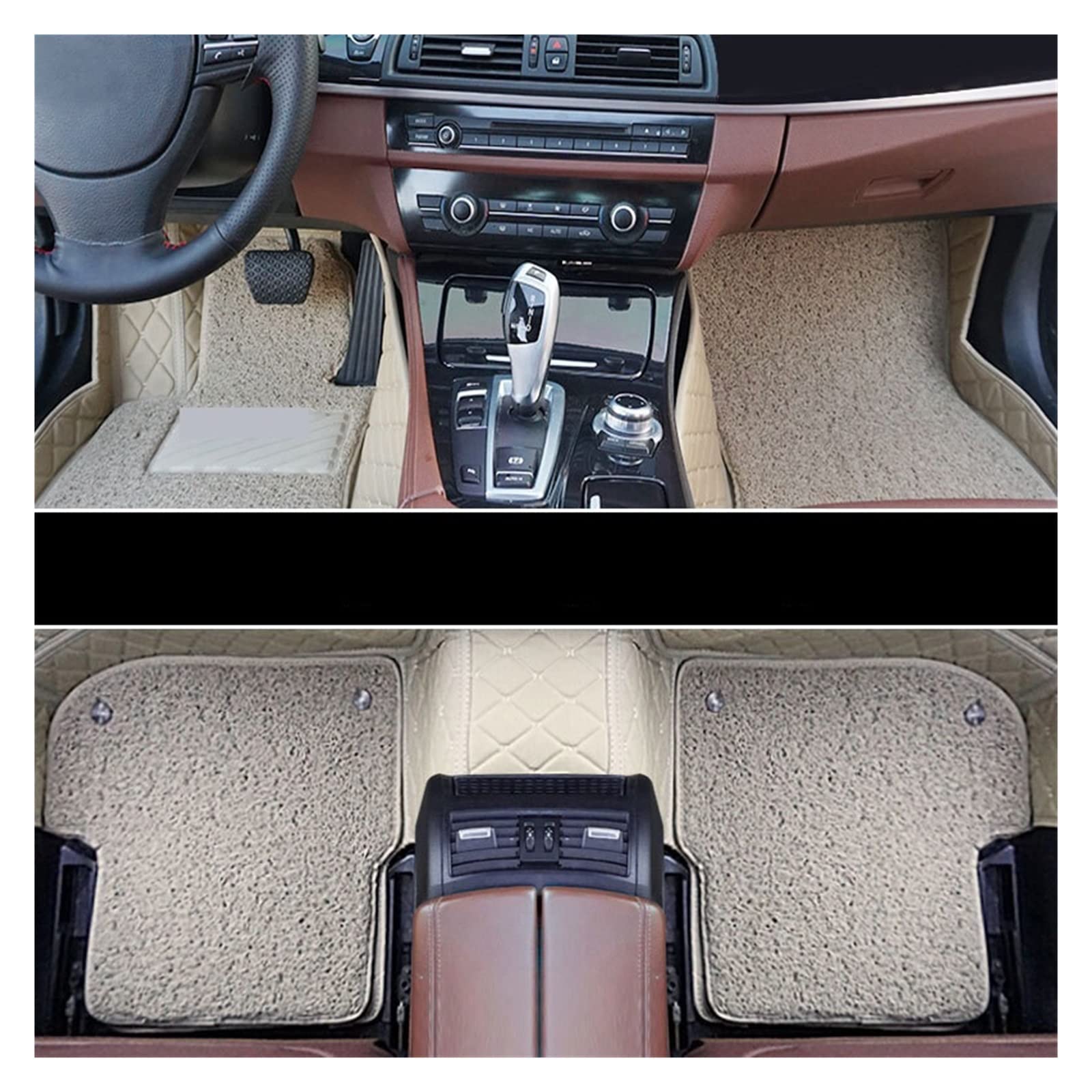 3D Auto Bodenmatte Kompatibel Mit Land Rover Discovery 2009-2019 IV V PU Leder Auto Fußmatten Auto Innenraum-Zubehör(BEIGE-BEIGE) von RQIVOTLEN