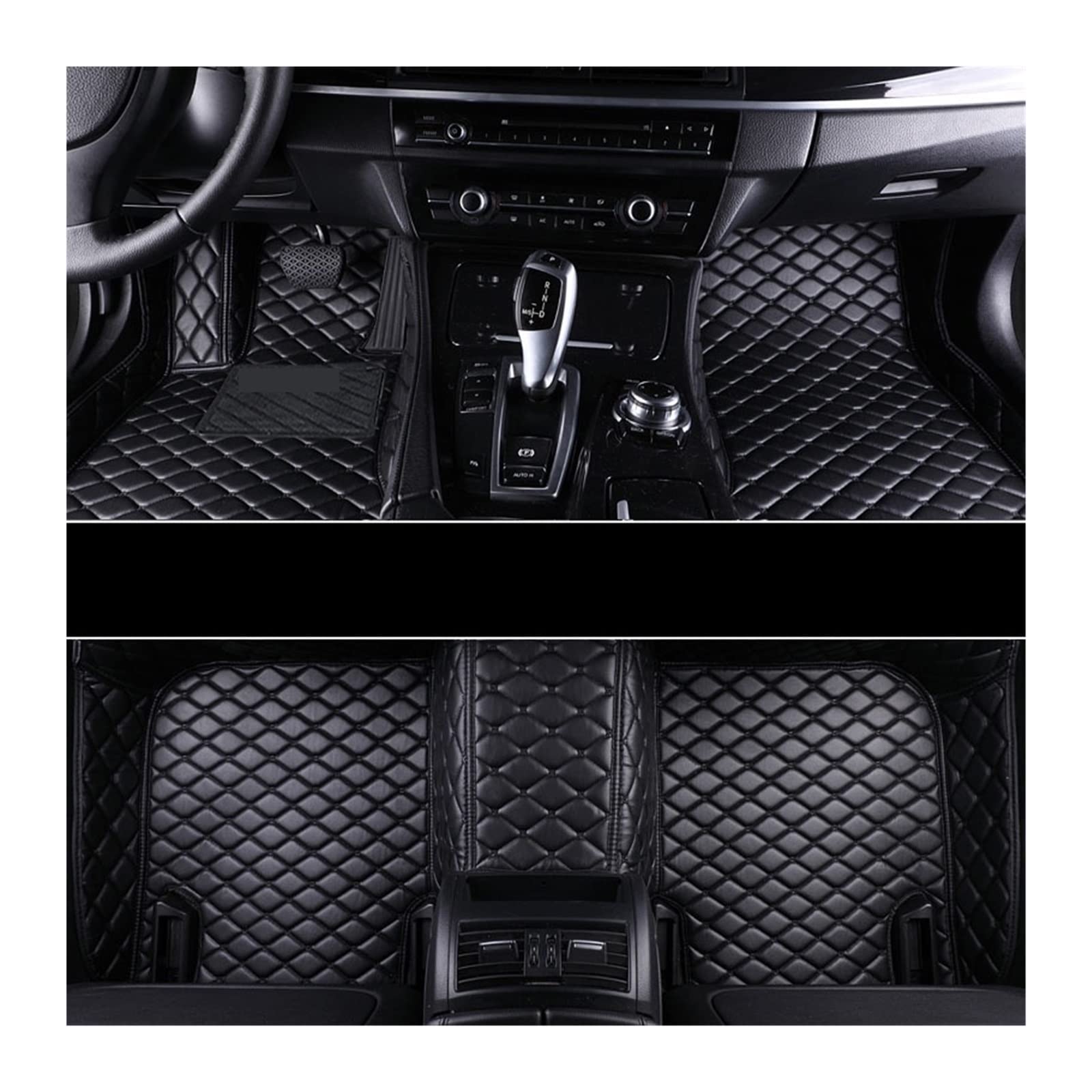 3D Auto Bodenmatte Kompatibel Mit Mazda CX9 CX-9 CX 9 2006-2019 I II Leder Auto Fußmatten 3D Matte Auto Interieur Zubehör(Black-Black line) von RQIVOTLEN