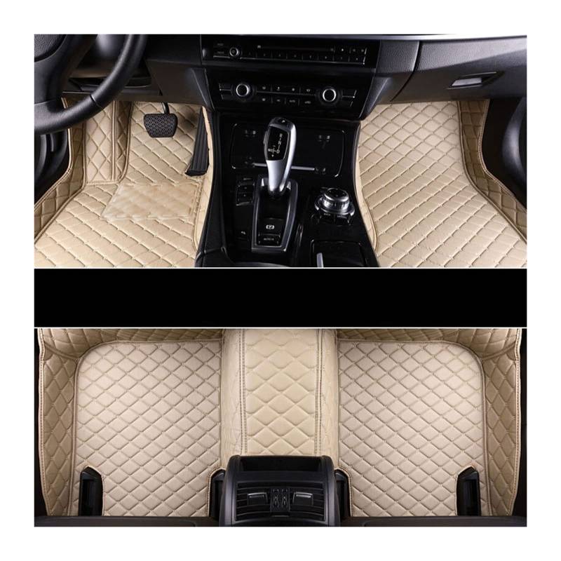 3D Auto Bodenmatte Kompatibel Mit Mitsubishi Outlander 2005-2019 Leder Fußmatten Auto Innenausstattung Zubehör PU Bodenmatte (Beige-beige line) von RQIVOTLEN