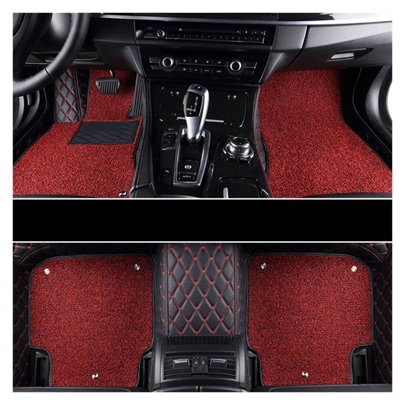 3D Auto Fußmatten Kompatibel Mit KIA Cerato 2007-20013 Linkes Lenkrad 3D Automatten Auto Mat Luxe(BLACK-RED-RED) von RQIVOTLEN