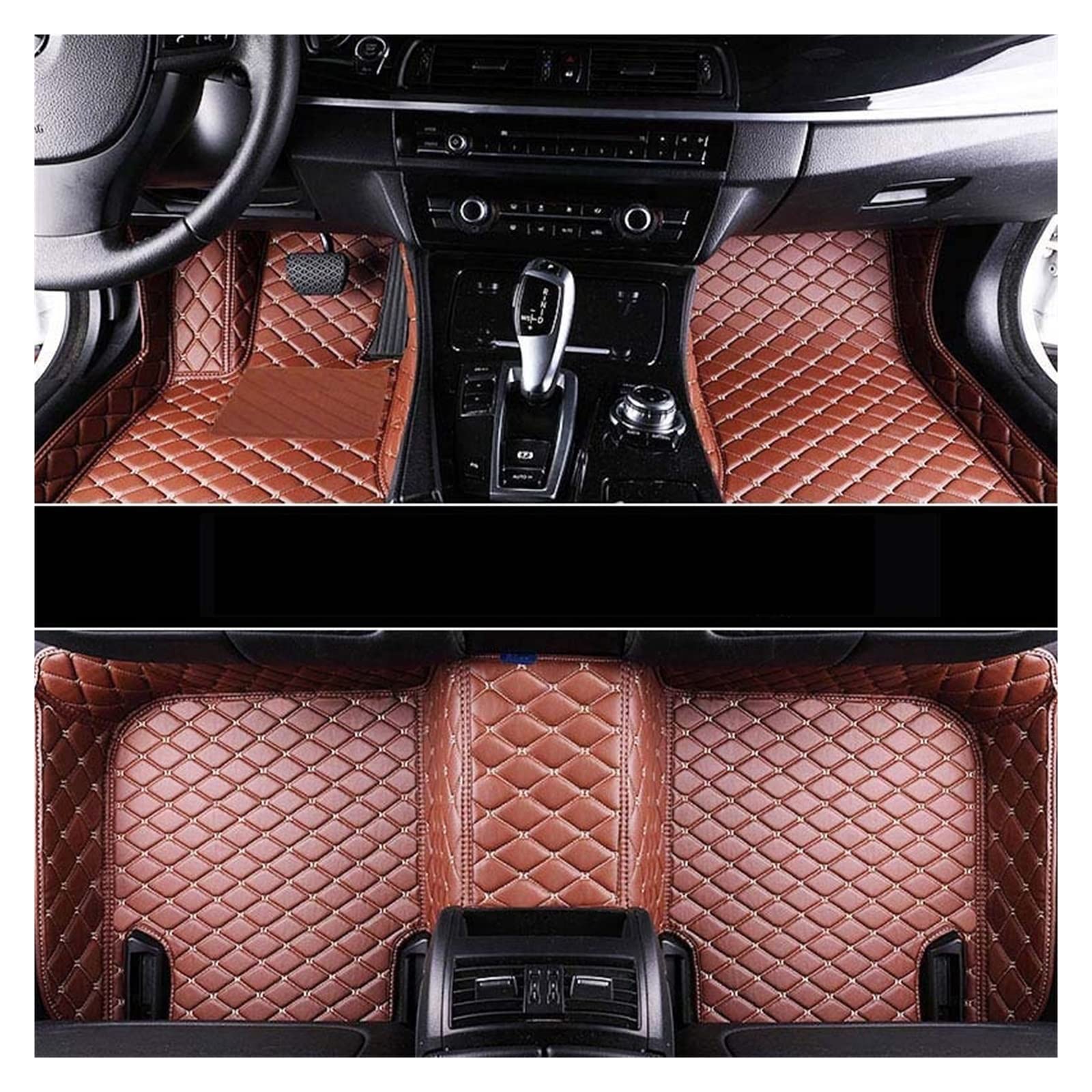 3D Auto Fußmatten Kompatibel Mit KIA Sorento 2009-2019 Jahr II III Prime 3D Automatten Auto Mat Luxe(Braun-Beigeline) von RQIVOTLEN