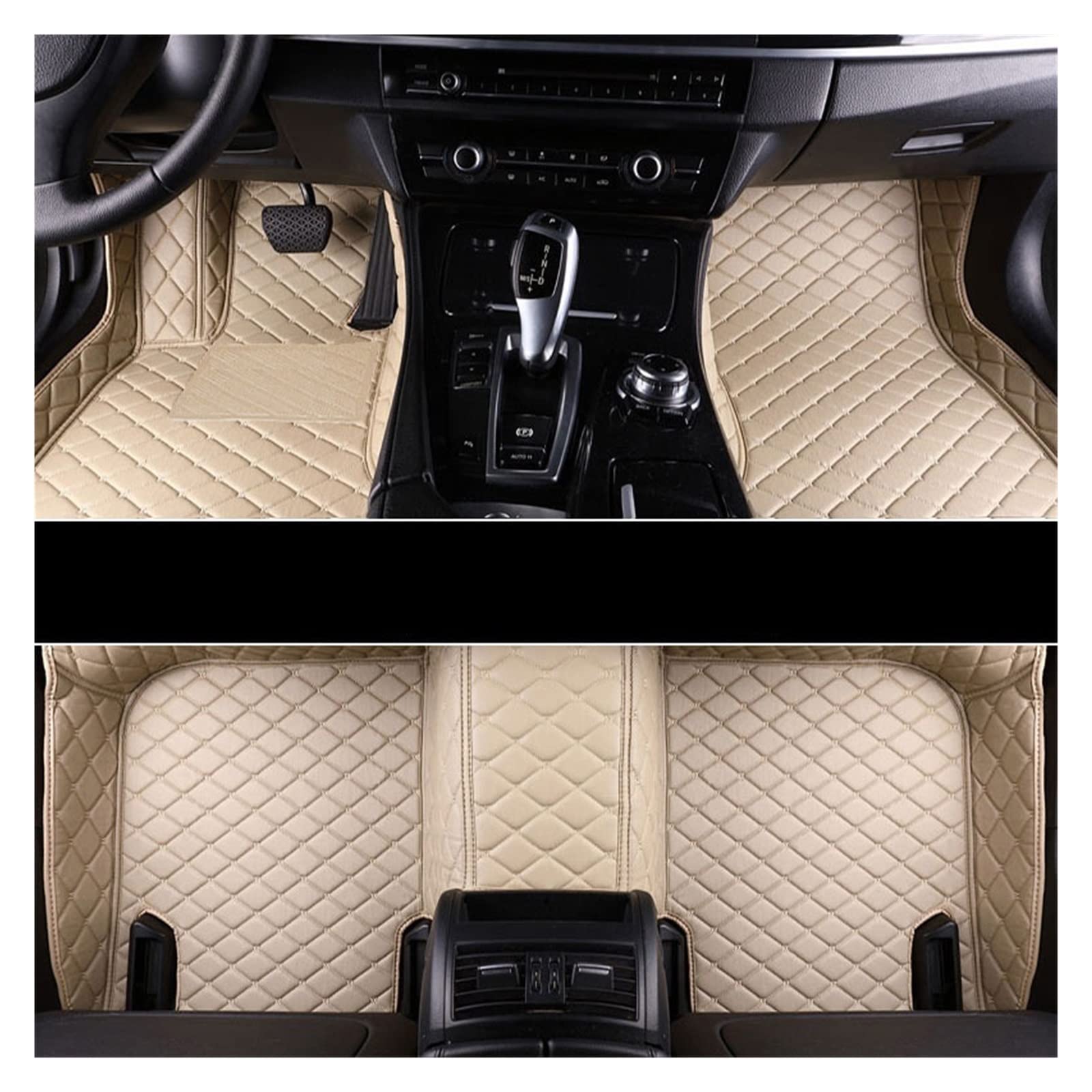 3D Auto Fußmatten Kompatibel Mit KIA Sorento 2009-2019 Jahr II III Prime 3D Automatten Auto Mat Luxus (Beige-beige line) von RQIVOTLEN