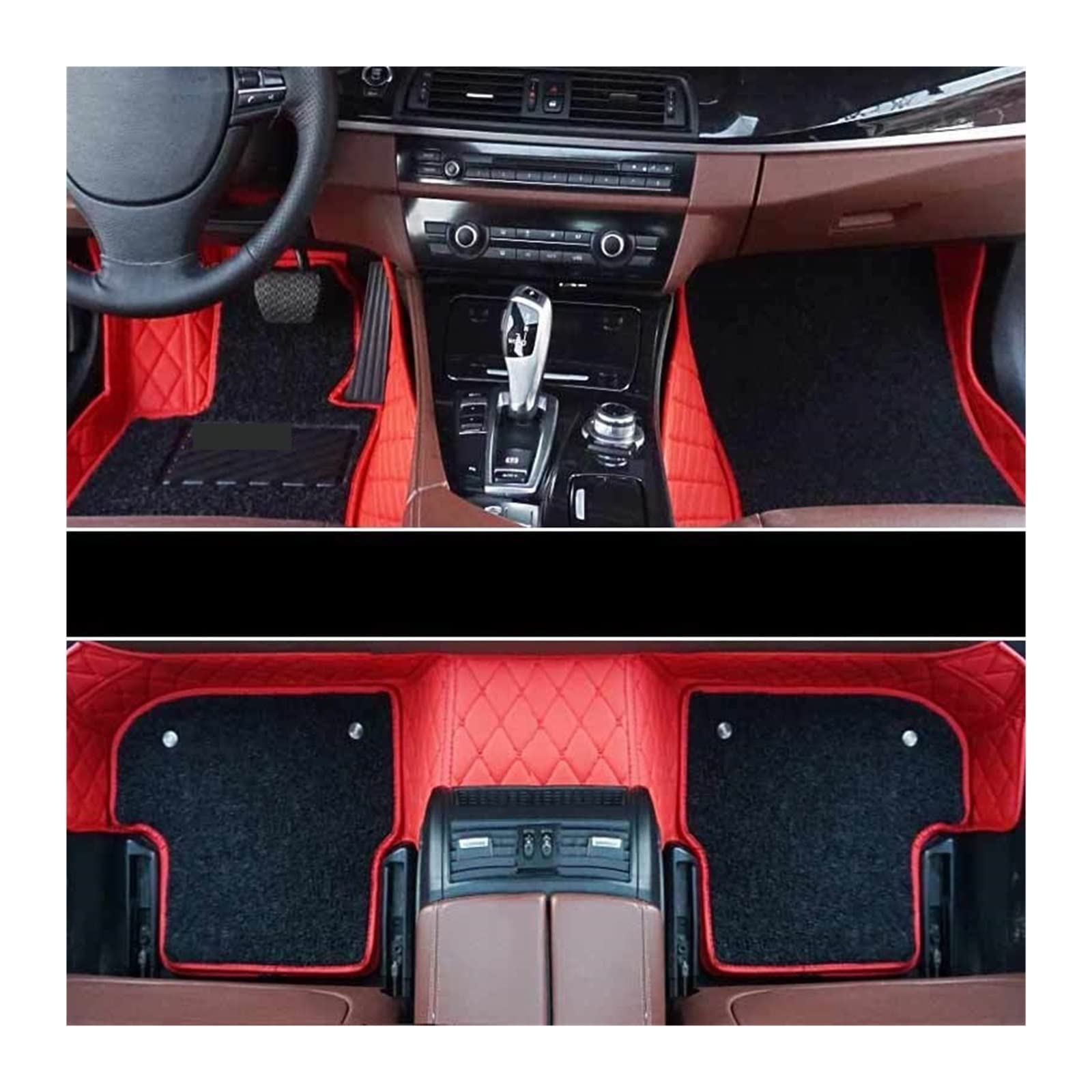 3D Bodenmatte Kompatibel Mit LADA VAZ Largus 2012-2018 Leder Fußmatten Auto Interieur Zubehör Auto Fußmatten (RED-RED-BLACK) von RQIVOTLEN