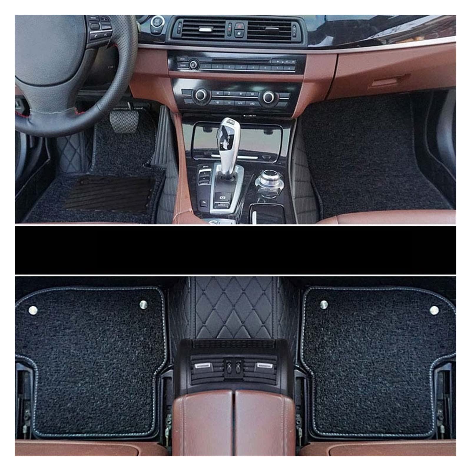 3D Bodenmatte Kompatibel Mit LADA VAZ Priora 2007-2013 Leder Fußmatten Auto Interieur Zubehör Auto Fußmatten(BLACK-BLACK-BLACK) von RQIVOTLEN