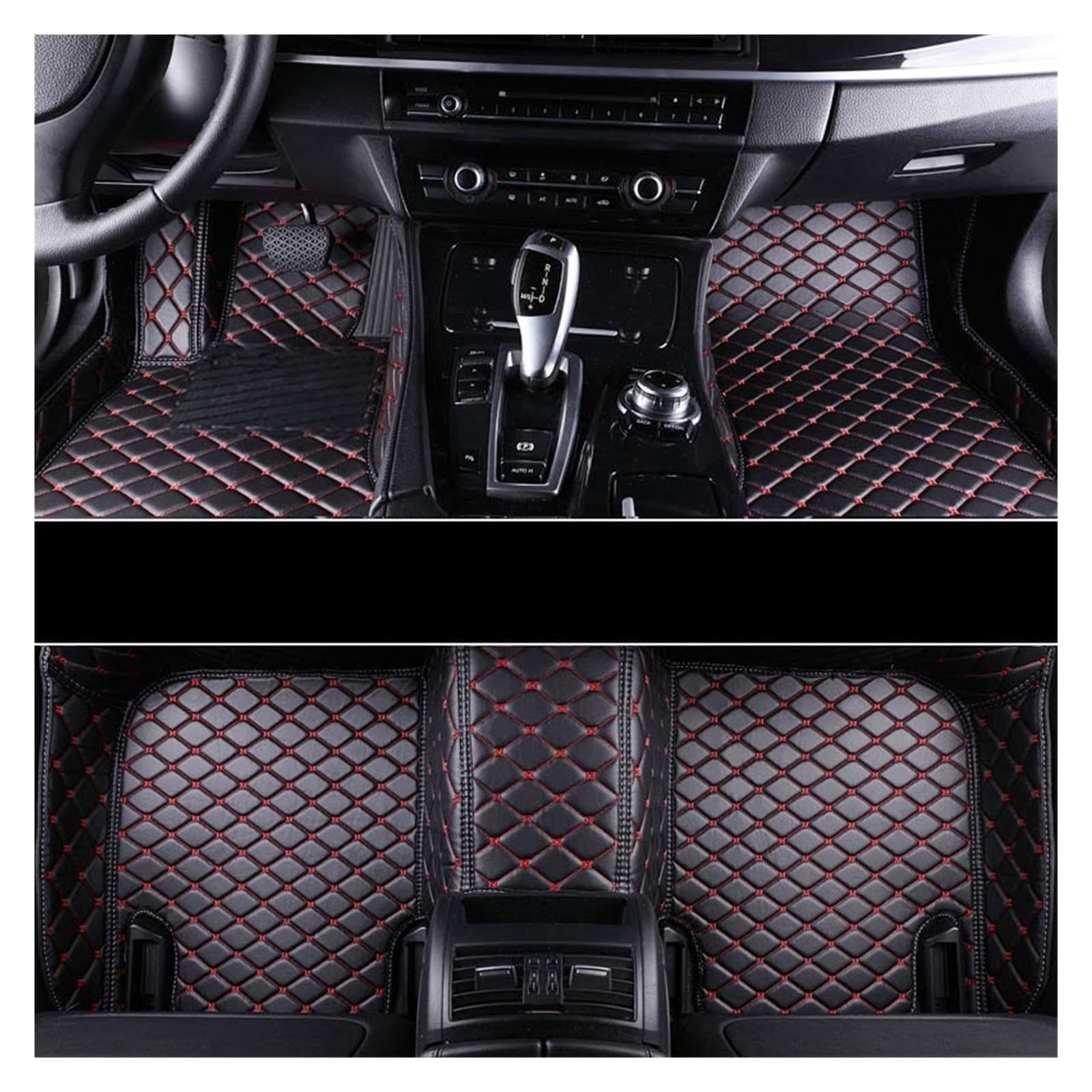 3D Bodenmatte Kompatibel Mit LADA VAZ Priora 2007-2013 Leder Fußmatten Auto Interieur Zubehör Auto Fußmatten(Black-red line) von RQIVOTLEN