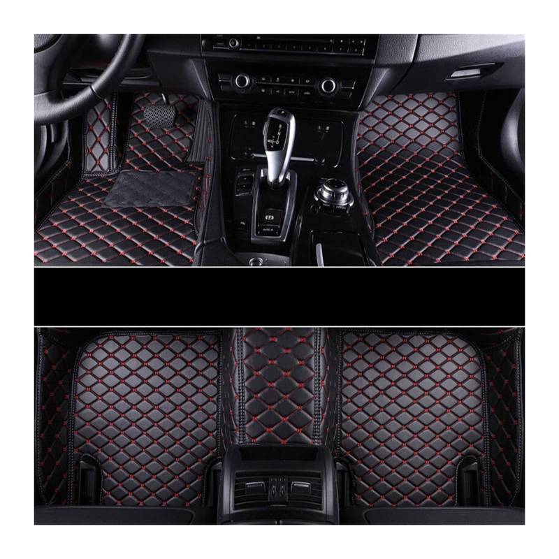 3D Car Floor Mat Compatible With Mitsubishi Outlander 2005-2019 Leather Floor Mats Automobile Interior Accessories PU Floor Mat(Black-red line) von RQIVOTLEN