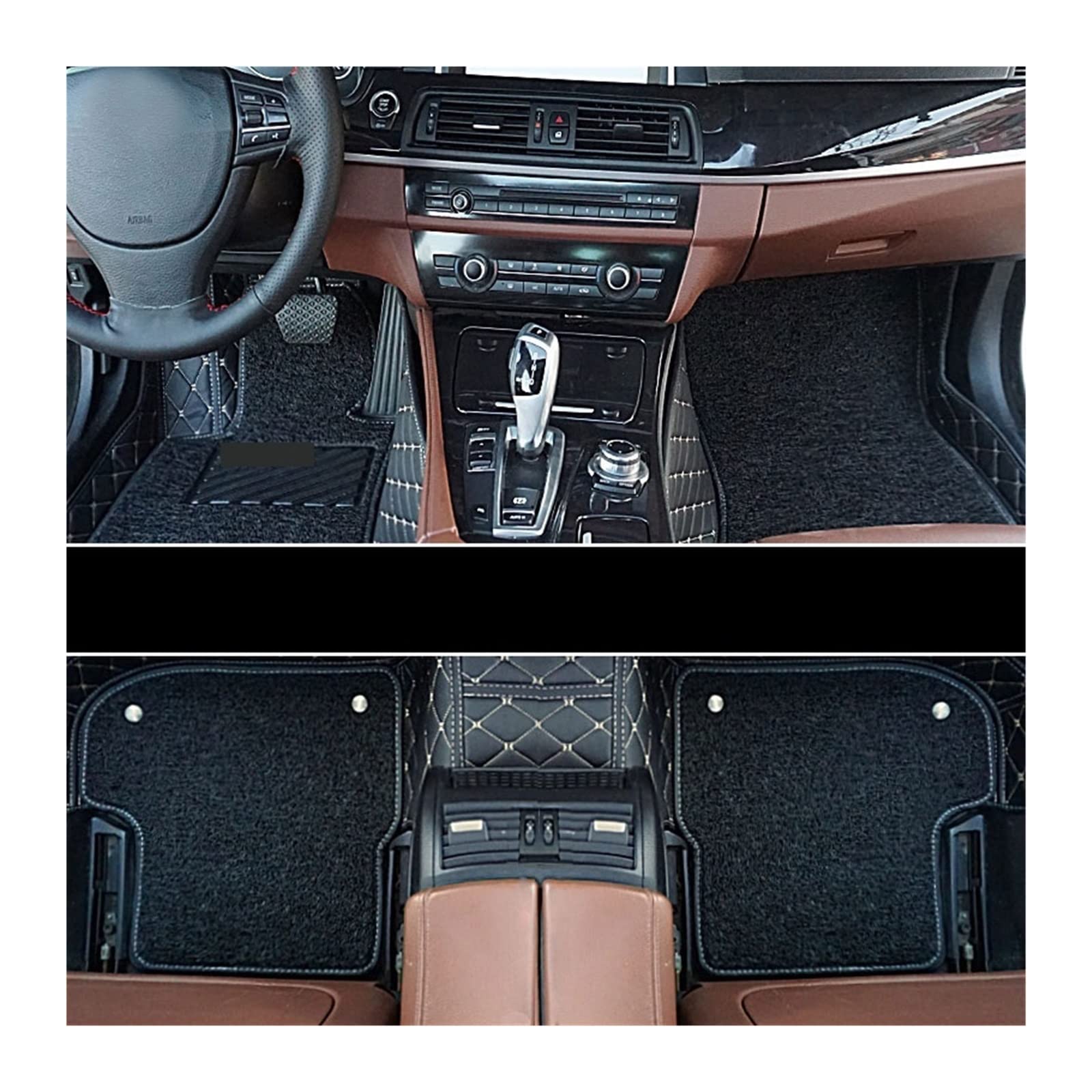 3D Floor Mat Compatible With LADA VAZ Largus 2012-2018 Leather Floor Mats Auto Interior Accessories Car Floor Mats(BLACK-BEIGE-BLACK) von RQIVOTLEN