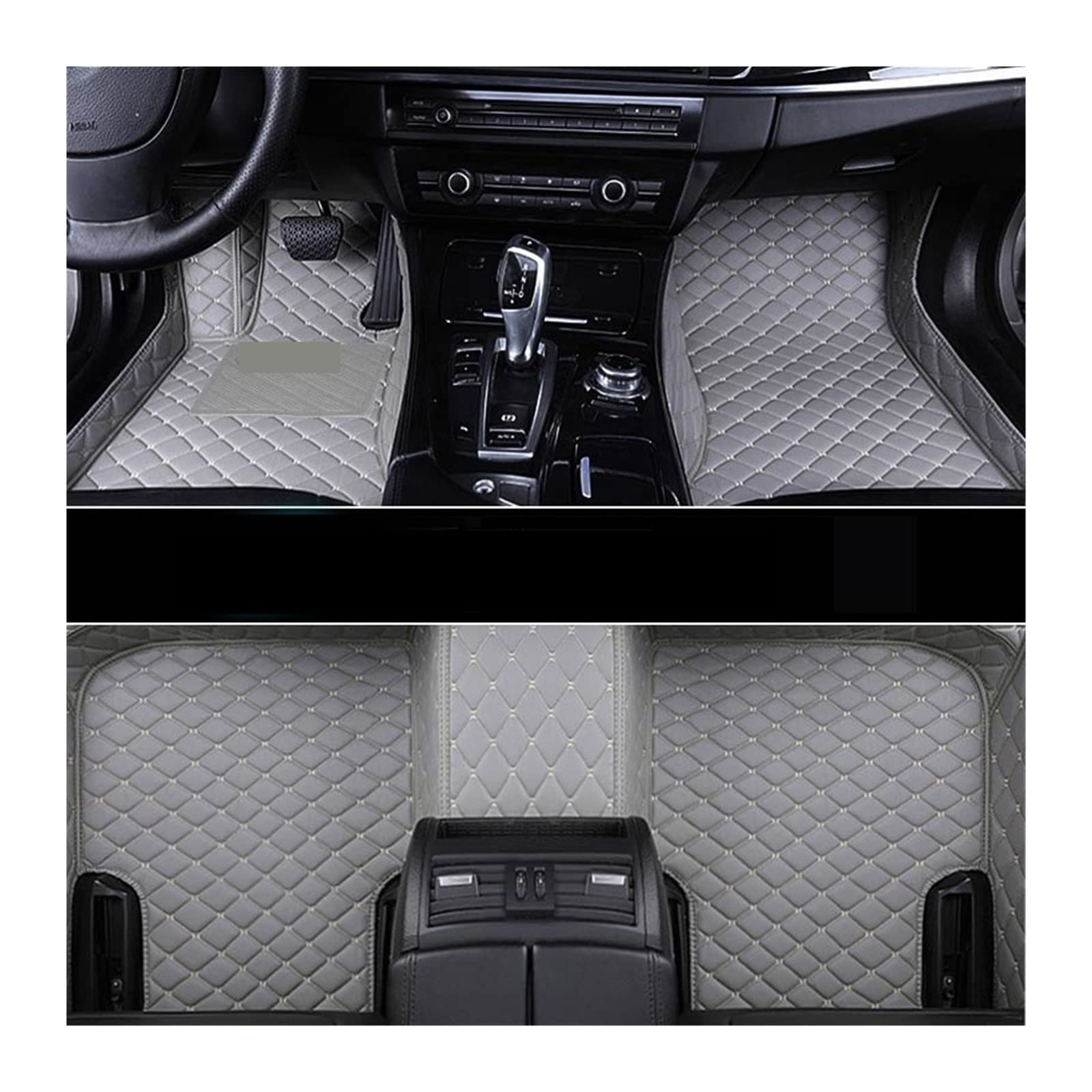 3D Leder Auto Bodenmatte Kompatibel Mit Mitsubishi Pajero Sport Montero Sport 1998-2019 Matten Auto Interieur Zubehör(GRAY-GRAY) von RQIVOTLEN